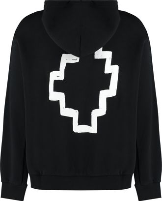 Marcelo Burlon Mens Logo Print Hoodie - Black Cotton - Size Large