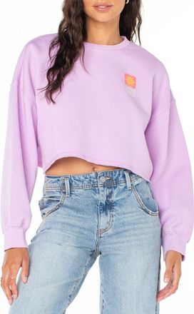 Roxy Morning Hike Graphic Crop Sweatshirt in Orchid Bouquet Solid at Nordstrom, Size Large