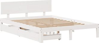 vidaXL Estructura de cama con cajones madera pino blanco 120x190 cm Vidaxl