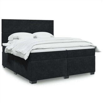 vidaXL Cama Box Spring Con Colch&oacute;n Terciopelo Negro 200x200 Cm