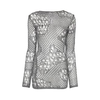 Dondup Open-Knit Metallic Blouse - female - Dondup - Blouses - Gray - S - Blouses & Shirts