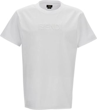 Fendi T-Shirts, male, White, Size: L Crew-neck T-Shirt