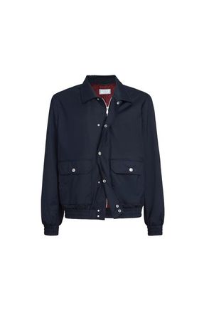 Brunello Cucinelli Bonded fabric outerwear jacket in Navy Blue at Nordstrom, Size 46 It