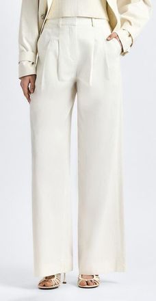 Derek Lam Juliana Pleated Wide Leg Twill Pants in Soft White at Nordstrom, Size 00