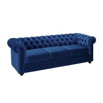 Vente-Unique Vente-unique - Divano chesterfield 3 posti in velluto Blu notte