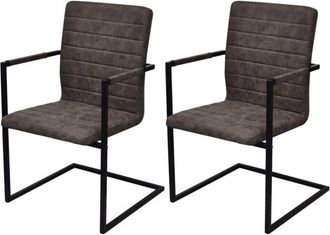 vidaXL Vidaxl - Sillas de comedor voladizas 2 unidades cuero sintético marrón