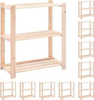 vidaXL Vidaxl - Estanter&iacute;a 3 Niveles 10 Unidades Madera Pino Maciza 150 Kg