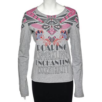 Love Moschino Grey Printed Cotton Long Sleeve T-Shirt