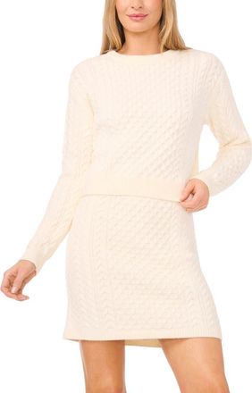CeCe by Cynthia Steffe Cable Crewneck Sweater in Vanilla at Nordstrom, Size X-Large