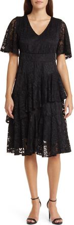 Kiyonna Lace Affair Cocktail Dress in Onyx at Nordstrom, Size X-Small