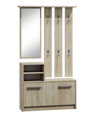 Topeshop Vittoria - Mueble Recibidor - Zapatero - 180x85x24cm - 6 Ganchos + Espejo + Zapatero