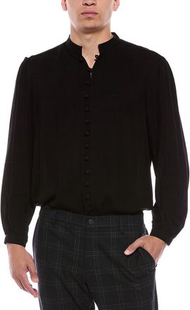 Blk Dnm Wool-Blend Solid Shirt