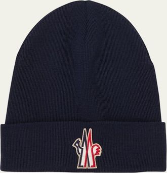 Moncler Mens Wool Rib-Knit Beanie