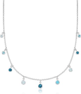 Ross-Simons Bezel-Set Tonal Blue Topaz Station Necklace in Sterling Silver