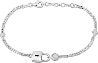 Delmar Sterling Silver Lock & Key Curb Chain Bracelet at Nordstrom Rack