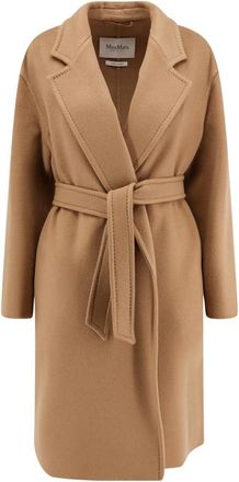 Max Mara Coats Beige - Dames - Jas met riem - Bruin - M - Leer - Jassen