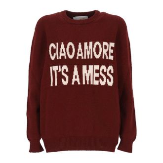 Giada Benincasa Stijlvolle Sweaters Collectie - Dames - Ronde hals truien - Bruin - M - Truien & Vesten