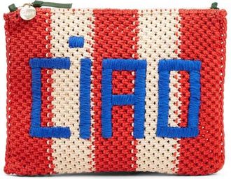 Clare Vivier Ciao Crochet Flat Clutch in Cream/Bright Poppy Crochet at Nordstrom