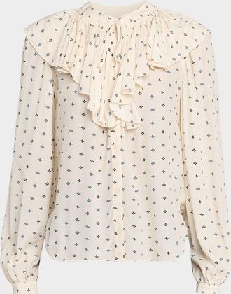 Veronica Beard Gomez Long-Sleeve Ruffle Blouse