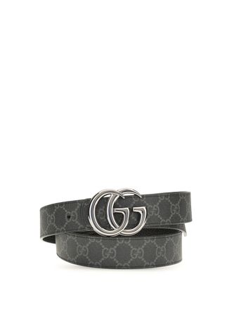 Gucci Mens Belt Gg Marmont Black Leather Black-Black Calf Black/black