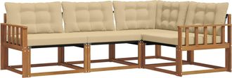 vidaXL Conjunto De Sof&aacute;s De Exterior 4 Uds. Natural Y Beige Vidaxl