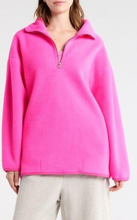 Free People Coco Faux Shearling Pullover Sweatshirt in Hibiscus Highlight at Nordstrom Rack, Size Small