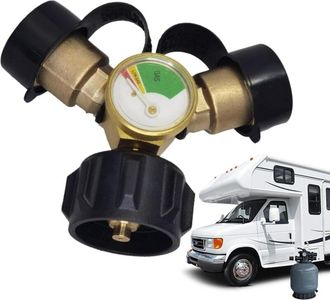 OEM Divisor Gen&eacute;rico De Propano - Conexi&oacute;n Doble Para Cilindro De Gas Con Man&oacute;metro, Repuestos Qcc Con Man&oacute;metro Y V&aacute;lvula De Cierre De Emergencia Para Es