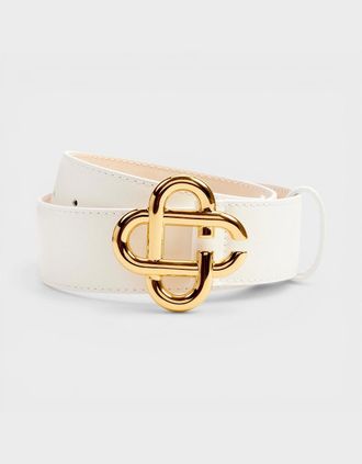 Casablanca Womens CC Logo Buckle Belt White - Size: 80CM