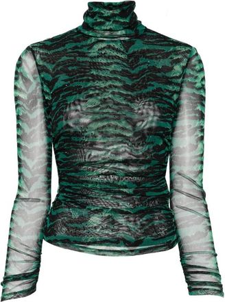 Diane Von F&uuml;rstenberg Logan Tiger-print Turtleneck Top