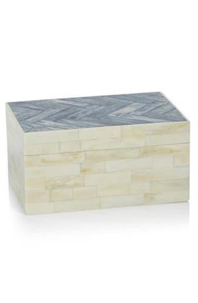 Zodax Mahar Herringbone Bone Decorative Box in Ivory/Blue at Nordstrom Rack