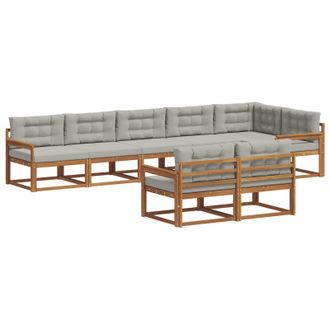 vidaXL Conjunto De Sof&aacute;s De Exterior 8 Pcs Gris Natural Y Claro Vidaxl