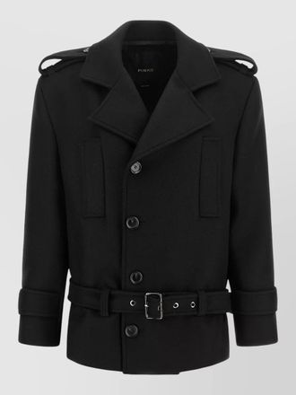 Pinko wool double-breasted belted coat
