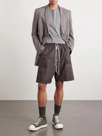 Rick Owens Cargobela Straight-Leg Organic Cotton-Poplin Drawstring Cargo Shorts