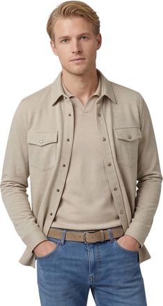 Profuomo Overshirt Profuomo beige normale fit dubbele borstzakken