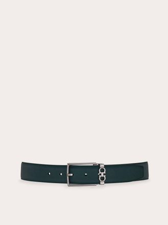 Ferragamo Men Reversible and adjustable Gancini belt Green
