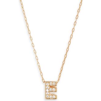 Nordstrom Pav&eacute; Cubic Zirconia Initial Necklace in E- Clear- Gold at Nordstrom