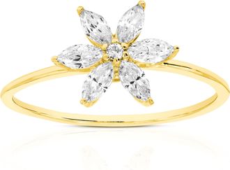 Vir Jewels 3/5 cttw Marquise Lab Grown Diamond Ring in Yellow Gold Plated Silver For Women