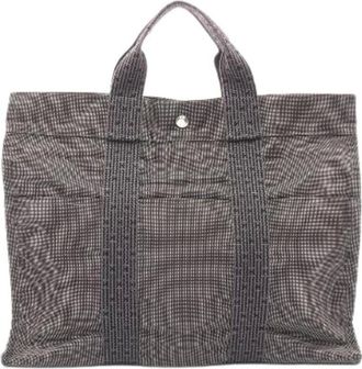 Herm&egrave;s Borsa Tote Pre-owned Herline MM in tela di nylon - - Pre-owned - Donna - Grigio - ONE SIZE