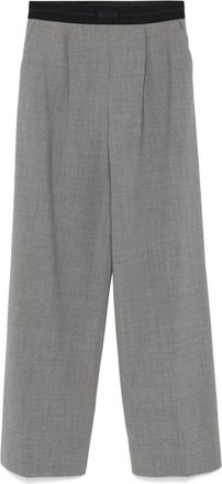 Msgm logo-waistband tailored trousers - women - Elastane/Polyester/Wool - 42 - Grey