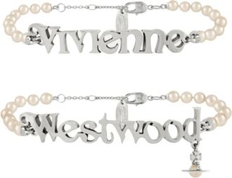 Vivienne Westwood Amelia Armband - Dames - Armbanden - Beige - ONE Size - Tweed - Accessoires