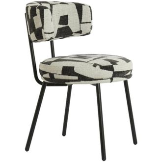 Light & Living Sedia da pranzo HARVIE crema nero opaco telaio nero 57x55x77 cm