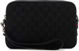Gucci Black Gg Fabric Clutch