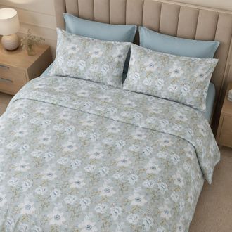 Dmora Funda N&oacute;rdica Doble Sagame, Almohada Incluida, Percal, Lavable En Lavadora, 300x250 Cm Azul