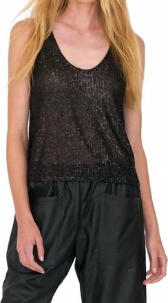 Secular Sequin Tank Top In Black