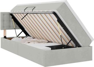 vidaXL Bed with Mattress with LED Light Grey 90 x 190 cm Velvet vidaXL