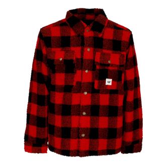 CAT Sherpa Gewatteerd Overshirt Rood/Zwart - Heren - Zomerjassen - Veelkleurig - XL - Polyester - Jassen