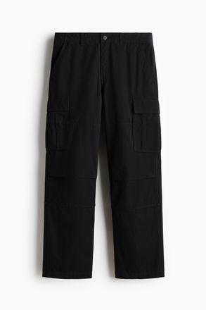 H&M Cargohose aus Baumwolle in Relaxed Fit - Schwarz