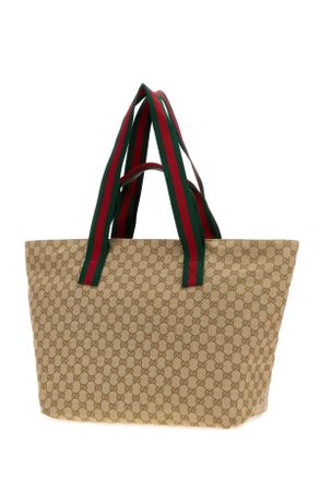 Gucci Mens Gg Canvas Tote Beige Polyester Cotton Polyamide