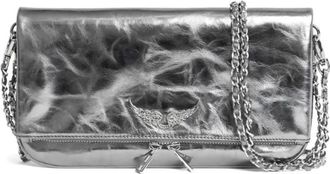 Zadig&Voltaire Rock Metallic Leather Clutch - Dames - Schoudertassen - Grijs - ONE Size - Leer - Tassen