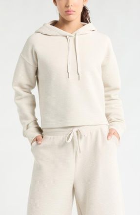 Zella Ottoman Cotton Blend Ribbed Hoodie in Grey Moonbeam at Nordstrom, Size Xx-Large